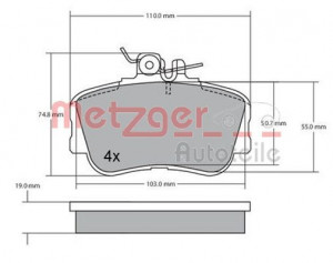 METZGER 1170069 - Bremsbelagsatz, Scheibenbremse