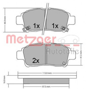 METZGER 1170436 - Bremsbelagsatz, Scheibenbremse