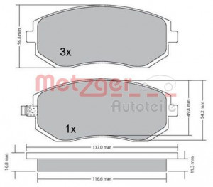 METZGER 1170275 - Bremsbelagsatz, Scheibenbremse