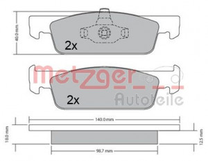 METZGER 1170621 - Bremsbelagsatz, Scheibenbremse