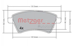 METZGER 1170442 - Bremsbelagsatz, Scheibenbremse