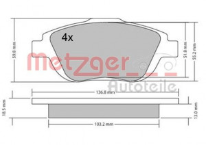 METZGER 1170326 - Bremsbelagsatz, Scheibenbremse