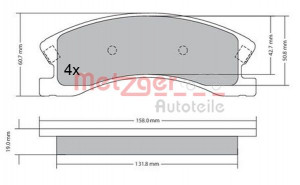 METZGER 1170439 - Bremsbelagsatz, Scheibenbremse