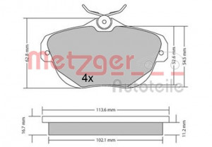 METZGER 1170653 - Bremsbelagsatz, Scheibenbremse