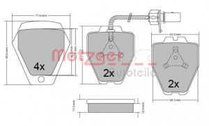 METZGER 1170478 - Bremsbelagsatz, Scheibenbremse