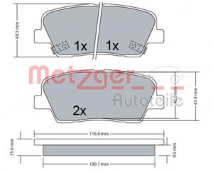 METZGER 1170687 - Bremsbelagsatz, Scheibenbremse