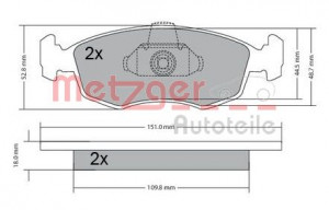 METZGER 1170249 - Bremsbelagsatz, Scheibenbremse