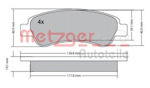 METZGER 1170085 - Bremsbelagsatz, Scheibenbremse