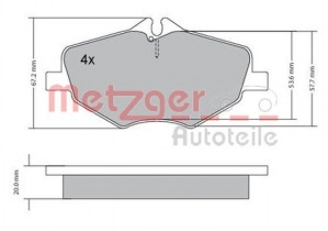 METZGER 1170087 - Bremsbelagsatz, Scheibenbremse