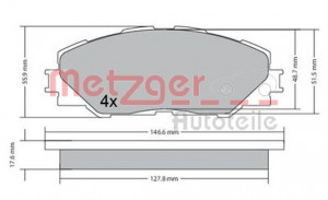 METZGER 1170443 - Bremsbelagsatz, Scheibenbremse