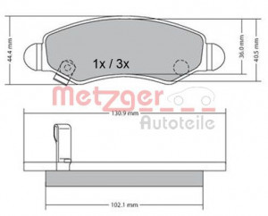 METZGER 1170340 - Bremsbelagsatz, Scheibenbremse