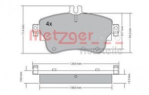METZGER 1170149 - Bremsbelagsatz, Scheibenbremse
