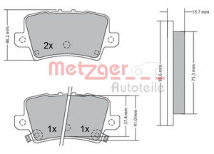 METZGER 1170288 - Bremsbelagsatz, Scheibenbremse
