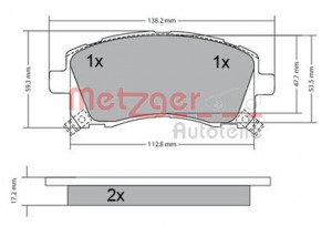 METZGER 1170416 - Bremsbelagsatz, Scheibenbremse