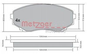 METZGER 1170375 - Bremsbelagsatz, Scheibenbremse