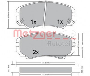 METZGER 1170379 - Bremsbelagsatz, Scheibenbremse