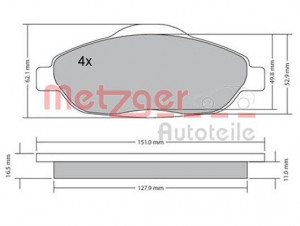 METZGER 1170194 - Bremsbelagsatz, Scheibenbremse