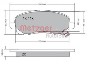 METZGER 1170133 - Bremsbelagsatz, Scheibenbremse