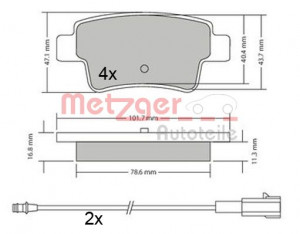 METZGER 1170685 - Bremsbelagsatz, Scheibenbremse