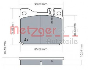 METZGER 1170244 - Bremsbelagsatz, Scheibenbremse