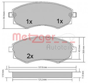 METZGER 1170394 - Bremsbelagsatz, Scheibenbremse