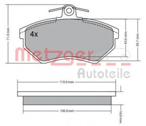 METZGER 1170095 - Bremsbelagsatz, Scheibenbremse