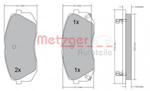 METZGER 1170186 - Bremsbelagsatz, Scheibenbremse